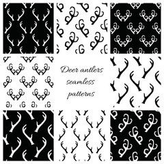 Seamless patterns set with deer antlers