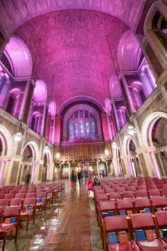 NEW YORK CITY - NOVEMBER 30, 2018: Interior Of St Barth Cathedral At Night