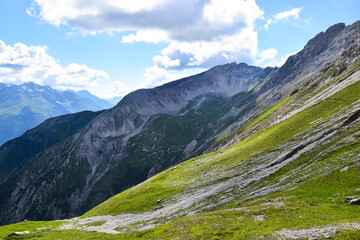 Beautiful Lechtal Alps in Tyrol, Austria. On a sunny day with a small path