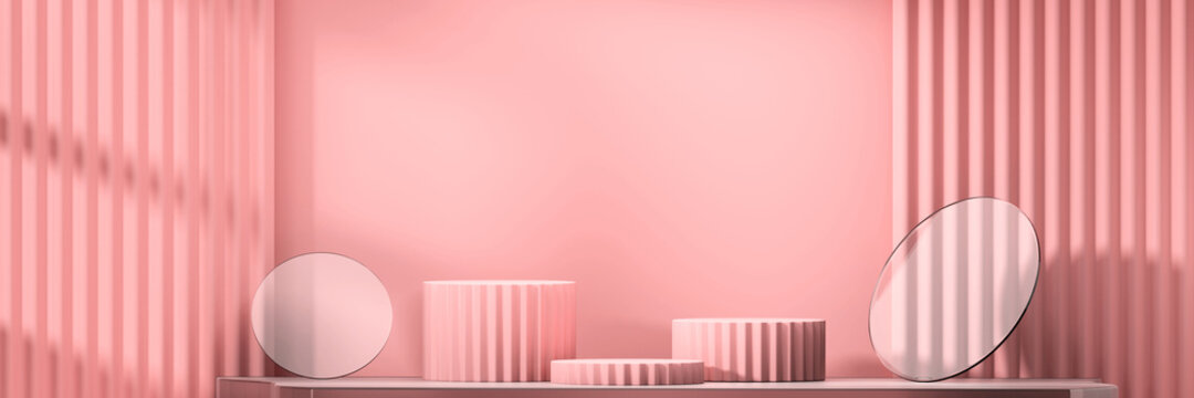 Soft Pink Product Display Stage Platform Present background 3d rendering.