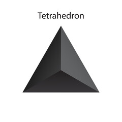 Fototapeta premium Vector black tetrahedron with gradients for game, icon, packaging design or logo. One of regular polyhedra isolated on white background. Minimalist style. Platonic solid.