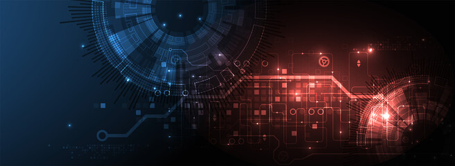 Abstract glowing technology background. Communication concept. Template for science presentation. Vector illustration.