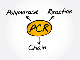 PCR - Polymerase Chain Reaction, acronym, medical concept background