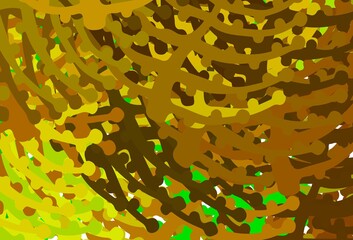 Light Green, Yellow vector backdrop with memphis shapes.