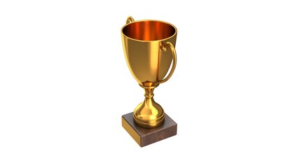 3D render of Gold Trophy Cup isolated on white