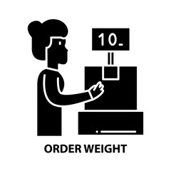 order weight icon, black vector sign with editable strokes, concept illustration