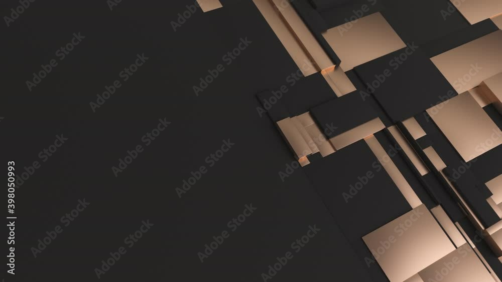 Aufkleber black and golden moving tessellated rectangular surface. abstract background with wobbling scaling f