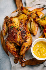 Hot english mustard roast chicken with  Potatoes
