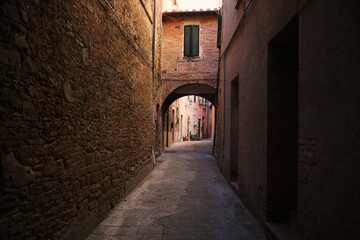 Alley in the village of Panicale in Umbria, Italy