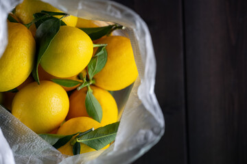 Purchased lemons in a bag