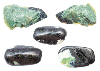 collection of Teisky Jade (Hantigyrite, khakassian serpentine) stones from Magnetite Serpentine...