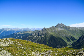Fototapeta premium Trekking on a summer day in the Montafon valley, Vorarlberg Austria