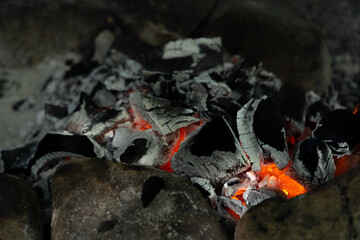 Hot coals from a burnt fire