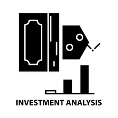 investment analysis icon, black vector sign with editable strokes, concept illustration