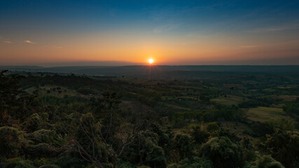 Top views landscape with sunset at Khao Ta Kean Ngo, Khao Kho District, Phetchabun, Thailand