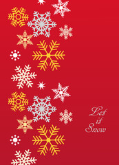Greeting card, cover with a scattering of snowflakes on a red festive background for Christmas and New year Holidays, vector
