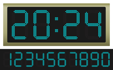 Fototapeta premium Electronic scoreboard with a set of figures.