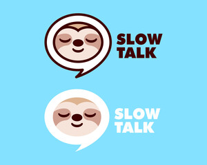 SLOTH HEAD IN A CONVERSATION BOX SHAPE CARTOON LOGO