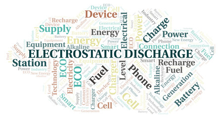 Electrostatic Discharge typography word cloud create with the text only.