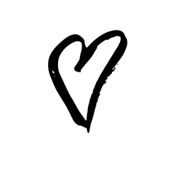 Grunge heart. Valentine day print. Vector illustration.