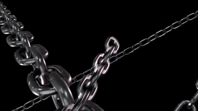 metal chains work,4K loop animation 3d with alpha mask