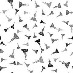 Black Sword in the stone icon isolated seamless pattern on white background. Excalibur the sword in the stone from the Arthurian legends. Vector.
