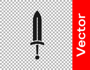 Black Medieval sword icon isolated on transparent background. Medieval weapon. Vector.