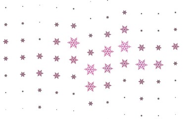 Light Pink vector pattern with christmas snowflakes, stars.