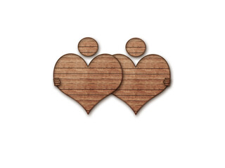 Two wooden hearts 