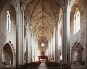 Interior view of the Royal Abbey, Celles-sur-Belle, France
