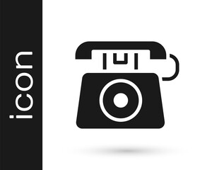 Black Telephone with emergency call 911 icon isolated on white background. Police, ambulance, fire department, call, phone. Vector.