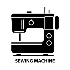 sewing machine symbol icon, black vector sign with editable strokes, concept illustration