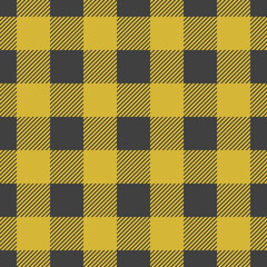 Lumberjack plaid seamless pattern. Vector illustration. Yellow color. Textile template.