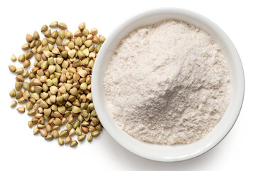 Buckwheat flour and raw green buckwheat
