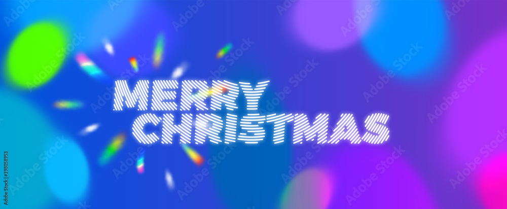 Poster bright colorful christmas banner with bokeh lights. abstract blurred texture for parties, celebratio