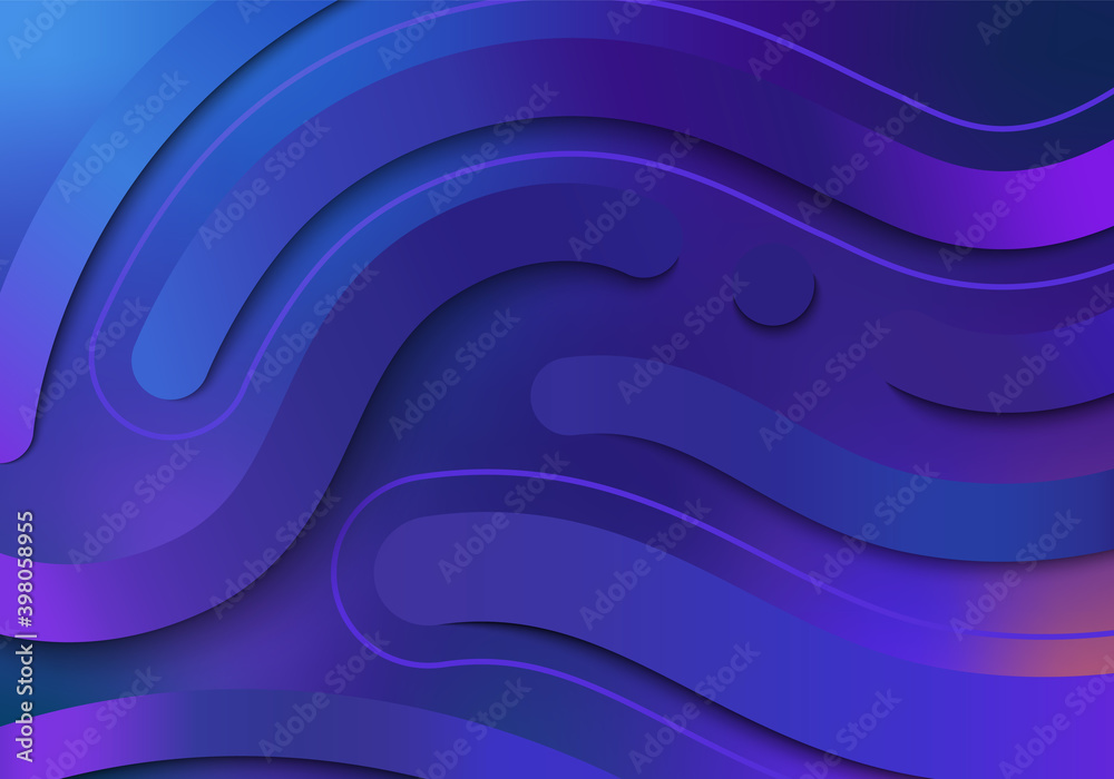 Poster Minimalistic Background for Landing Page. Dynamic Shapes on a Blue and Purple Background.