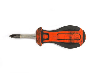 Short screwdriver on white background
