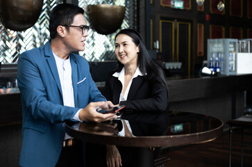 Happiness executive business meeting and discuss in meeting room.