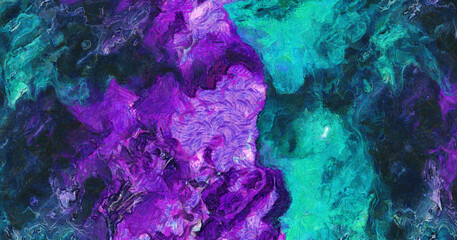 Layers of purple and turquoise paint. Fractal art. Abstract background