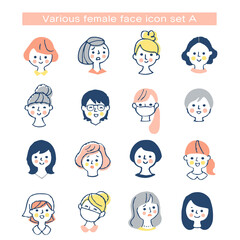 さまざまな女性の顔アイコン　セット