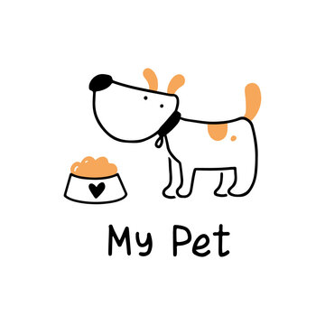 Cute puppy dog pet. Cartoon dog character illustration for icon, logo, poster, banner design. Funny and happy pet concept.