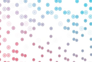 Light Blue, Red vector template with ice snowflakes.