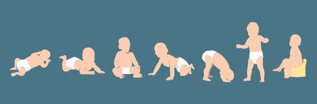 Bébés nus avec couches sur fond bleu