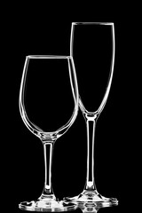 glass glasses on a black background