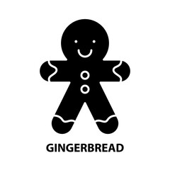 gingerbread icon, black vector sign with editable strokes, concept illustration