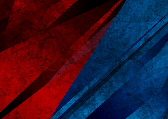 Contrast red and blue grunge stripes abstract background