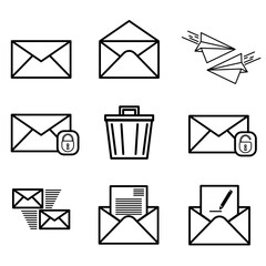 mail icons set isolated. Email vector stock symbol eps10 on white background