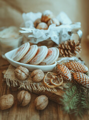 cookies on a wooden table