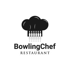 Creative food restaurant logo, bowling and chef icon
