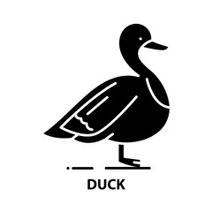 duck icon, black vector sign with editable strokes, concept illustration